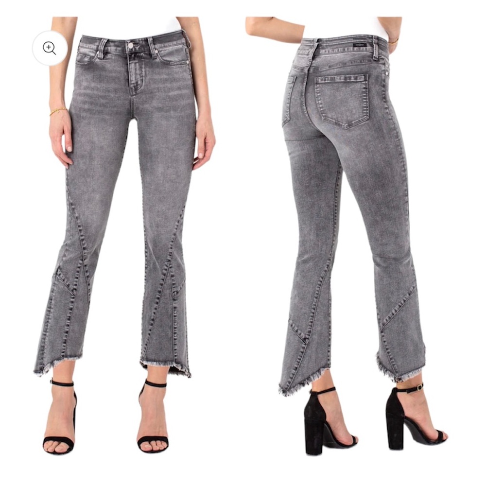 Liverpool Crop Flare Patched Hem Jeans